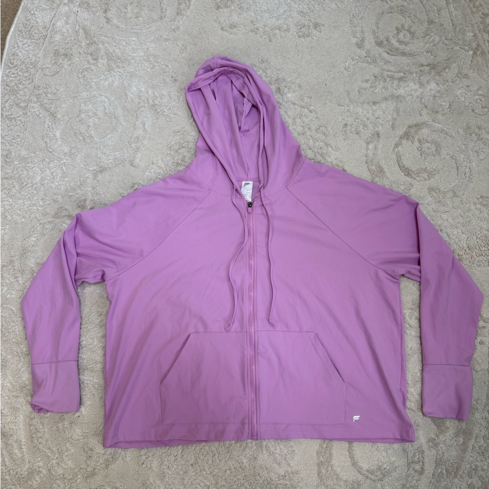 Fabletics Lavender Zip‎ Up Hoodie Womens 2X Activewear Stretch Jacket Plus Size
